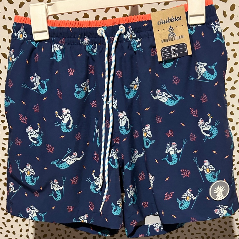 Chubbies Blue Merman Print Swim Shorts